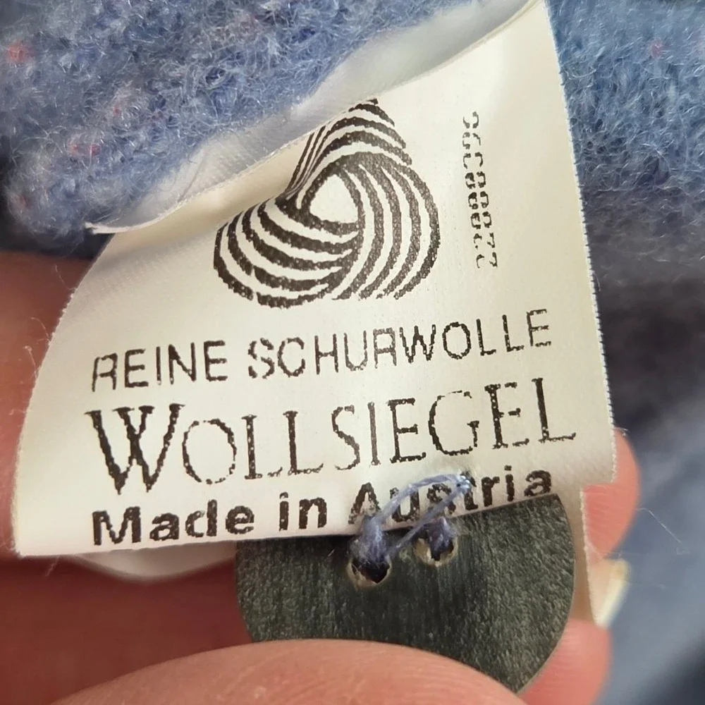 Giesswein Boiled Wool Jacket Baby Size 9-12 Month Blue Teddy Bear Hooded Austria